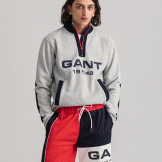 GANT RETRO LOGO HALF ZIP GREY SWEAT